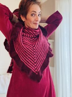 Strikkekit Lones Stribede Sjal Bordeaux Pink