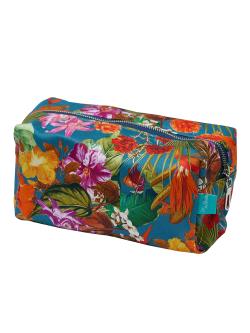 Toiletpung - Petrol/pink/rd/orange m/grafiske blomster - Mellem